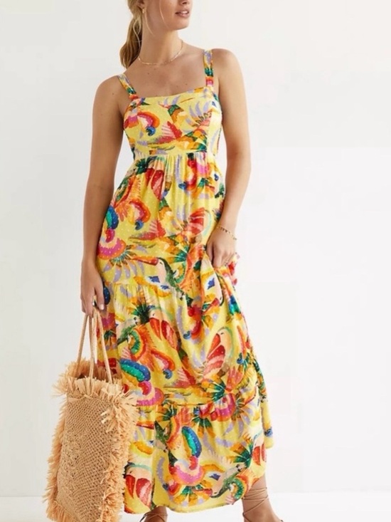 FARM Rio Dresses & Skirts - FARM Rio for Anthropologie Yellow Tropical Floral Maxi Dress